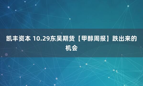 凯丰资本 10.29东吴期货【甲醇周报】跌出来的机会